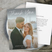 Modern Script Eenvoudige foto bruiloft dank u Kaart