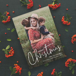 Modern Script Eenvoudige foto Kerstvakantie Kaart