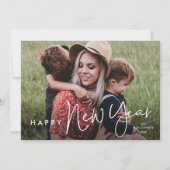 Modern Script Eenvoudige foto Nieuwjaar Feestdagenkaart (Voorkant)