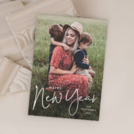 Modern Script Eenvoudige foto Nieuwjaar Feestdagenkaart