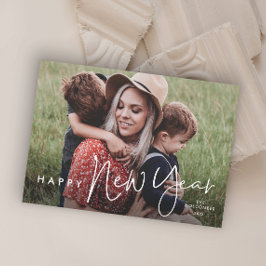 Modern Script Eenvoudige foto Nieuwjaar Feestdagenkaart