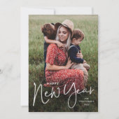 Modern Script Eenvoudige foto Nieuwjaar Feestdagenkaart (Voorkant)