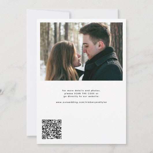 Modern script eenvoudige foto QR code bruiloft Save The Date (Achterkant)