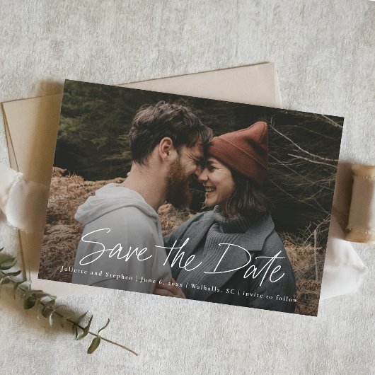 Modern Script Eenvoudige Foto  Save The Date