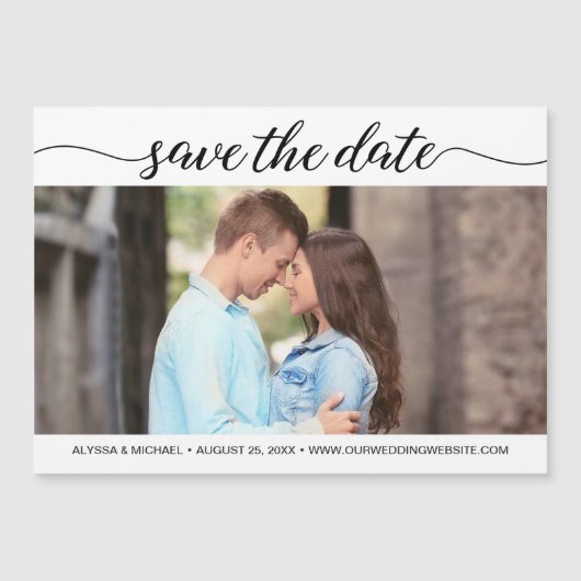 Modern Script Eenvoudige Foto Sla de datum van de Magnetische Uitnodiging (Voorkant)