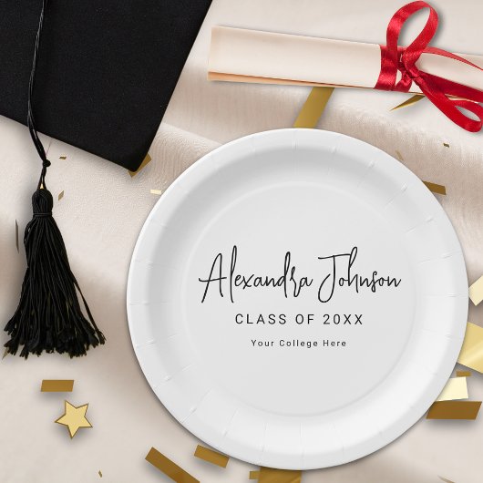 Modern Script Eenvoudige Graduation Party Papieren Bordje