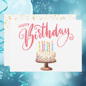 Modern Script Eenvoudige Happy Birthday Note Kaart