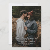 Modern Script Eenvoudige QR-code Foto Bruiloft Kaart (Voorkant)