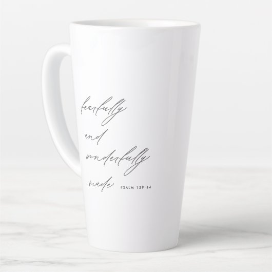 Modern script, eerlijk en nette koffie latte mok (Linkerhoek)