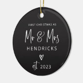 Modern script | Eerste Kerstmis als de heer en mev Keramisch Ornament (Links)