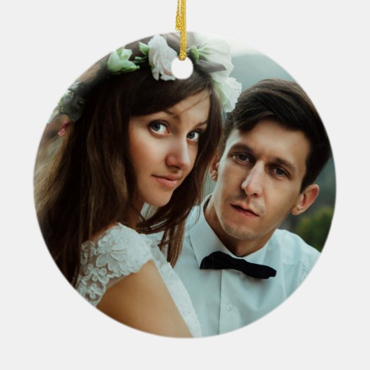 Modern script | Eerste Kerstmis als de heer en mev Keramisch Ornament (Achterkant)