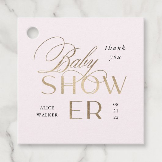 modern script elegant baby shower bedankjes labels (Voorkant)