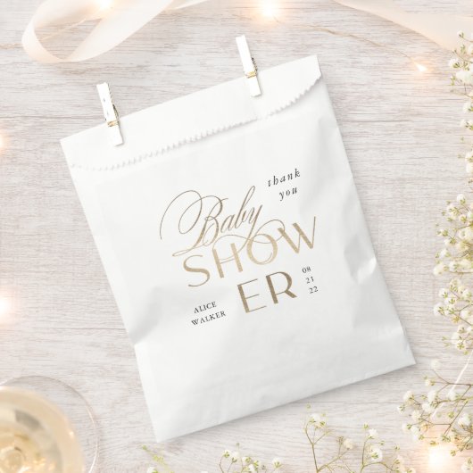 modern script elegant baby shower bedankzakje (Geknipt)