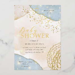 Modern Script Elegant Baby shower Folie Invitation Folie Uitnodiging