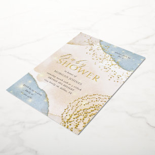 Modern Script Elegant Baby shower Folie Invitation Uitnodiging