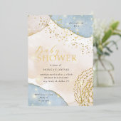 Modern Script Elegant Baby shower Folie Invitation Uitnodiging (Staand Voorkant)