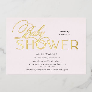 modern script elegant baby shower folie uitnodiging