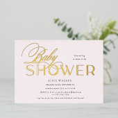 modern script elegant baby shower folie uitnodiging (Staand Voorkant)