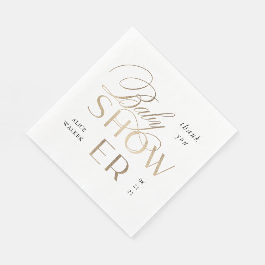 modern script elegant baby shower servet (Hoek)