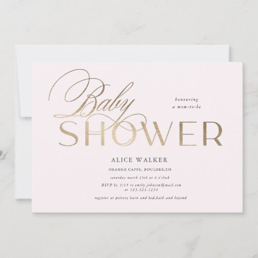 modern script elegant baby shower-uitnodiging (Voorkant)