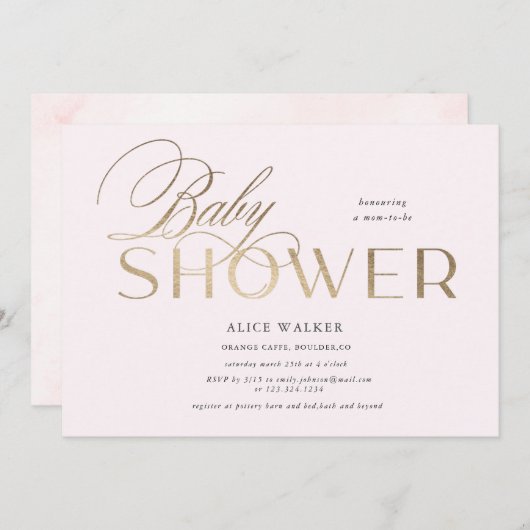 modern script elegant baby shower-uitnodiging (Voorkant / Achterkant)
