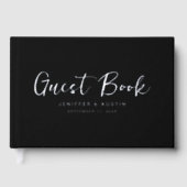 Modern Script Elegant Black Wedding Gastenboek (Voorkant)
