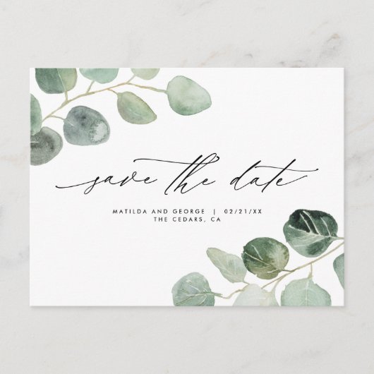 Modern script elegant bruiloft aankondigingskaart (Voorkant)