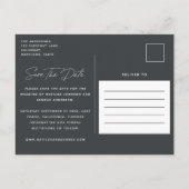 Modern script elegant bruiloft aankondigingskaart (Achterkant)