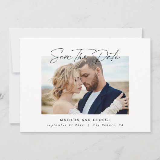 Modern script elegant bruiloft save the date (Voorkant)