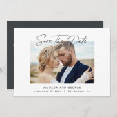 Modern script elegant bruiloft save the date (Voorkant / Achterkant)