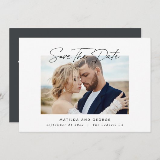 Modern script elegant bruiloft save the date (Voorkant / Achterkant)