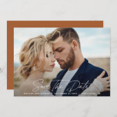 Modern script elegant bruiloft save the date (Voorkant / Achterkant)