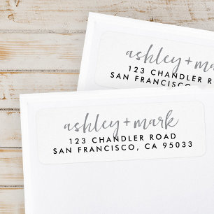 Modern Script Elegant Chic Wedding Return Adres Etiket