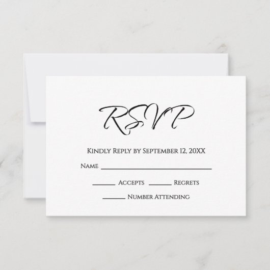 Modern script Elegant Eenvoudige bruiloft RSVP Kaartje (Voorkant)