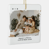 Modern Script Elegant Engagement Photo Keepsake Keramisch Ornament (Rechts)