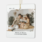 Modern Script Elegant Engagement Photo Keepsake Keramisch Ornament (Links)