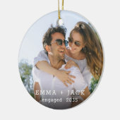 Modern Script Elegant Engagement Photo Keepsake Keramisch Ornament (Links)