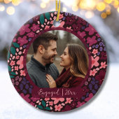 Modern Script Elegant Engagement Photo Keepsake  Keramisch Ornament