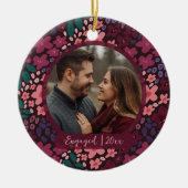 Modern Script Elegant Engagement Photo Keepsake  Keramisch Ornament (Voorkant)