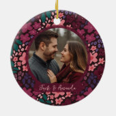 Modern Script Elegant Engagement Photo Keepsake  Keramisch Ornament (Achterkant)