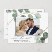 Modern script elegant  foto bruiloft aankondigingskaart (Voorkant / Achterkant)