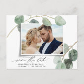Modern script elegant foto bruiloft aankondigingskaart (Voorkant)