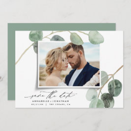 Modern script elegant  foto eucalyptus inv kaart