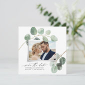 Modern script elegant  foto eucalyptus inv kaart (Staand voorkant)