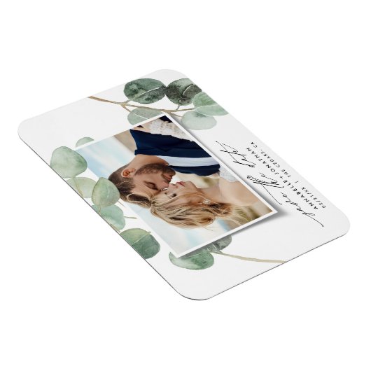 Modern script elegant  foto eucalyptus inv magneet (Rechterzijde)