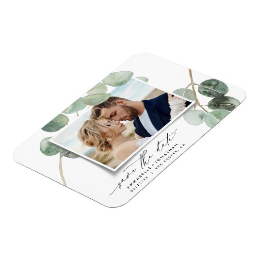 Modern script elegant foto eucalyptus inv magneet (Linkerzijde)