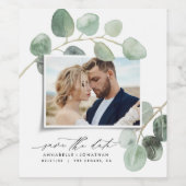 Modern script elegant  foto eucalyptus inv wijn etiket (Enkel label)