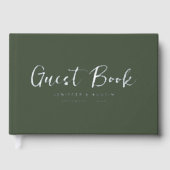 Modern Script Elegant Green Wedding Gastenboek (Voorkant)