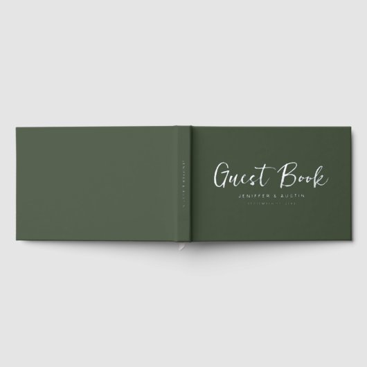 Modern Script Elegant Green Wedding Gastenboek (Volledig)