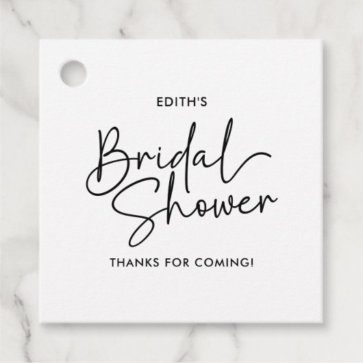 Modern Script Elegant Handgeschreven Vrijgezellenf Bedankjes Labels (Voorkant)